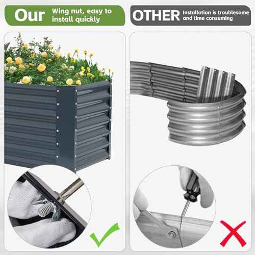 4x2x1.86ft Raised Garden Bed - Galvanized Deep Root Planter Boxes Outdoor with Wing Nuts and Safety Edges for Gardening Vegetables, Flowers, Herbs, Succulents - Gray