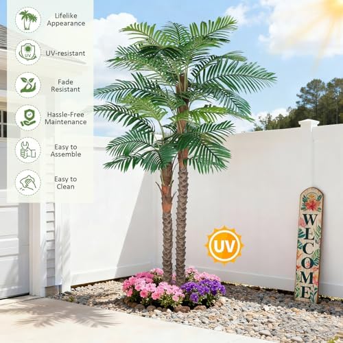 8FT Artificial Palm Trees for Outdoors UV-Resistant Large Silk Fake Plants