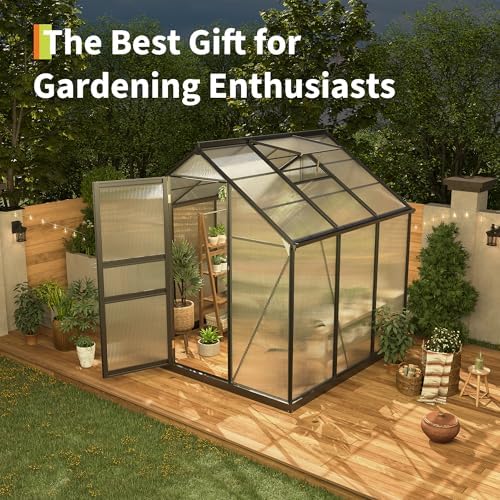 6×6FT Polycarbonate Greenhouse for Outdoors, Large Walk in Green House