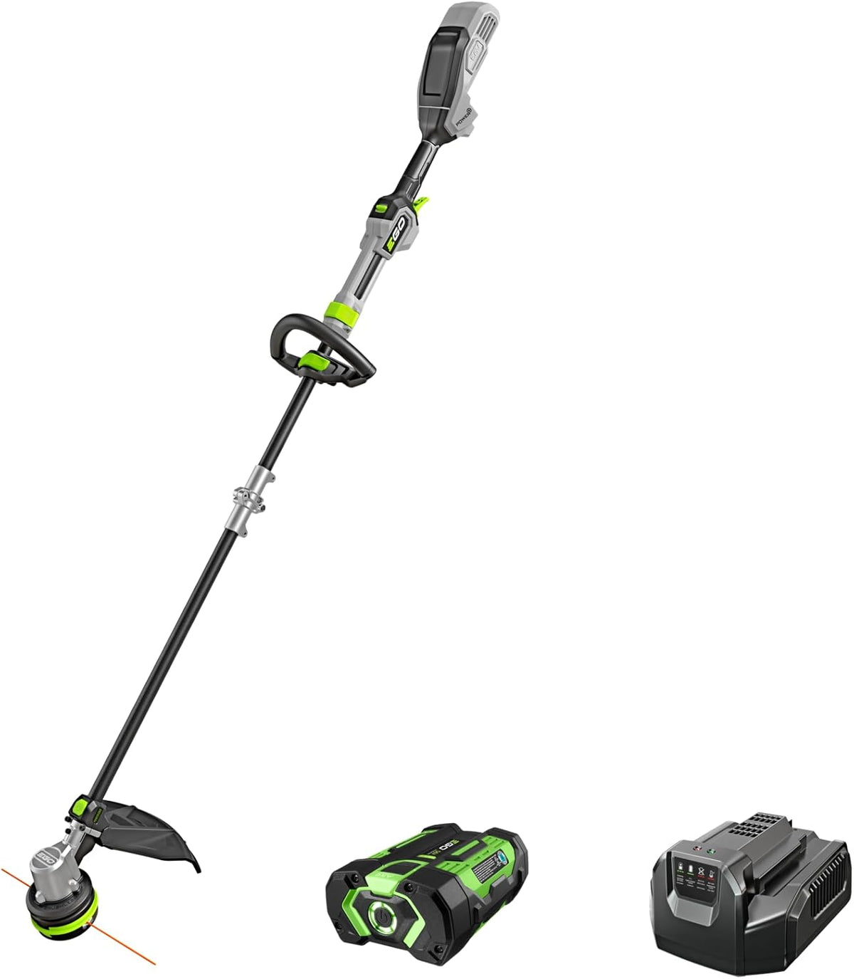 EGO POWER+ String Trimmer, Battery Powered, 16" Trimmer for Weeds and Grass with POWERLOAD, Telescopic Carbon Fiber Shaft, Includes 56V 2.5Ah Battery and Charger - ST1611T - Field & Nook