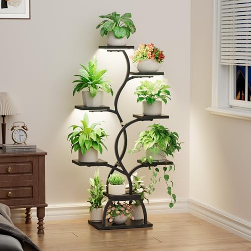 Plant Stand Indoor with Grow Light - 8 Tiered Corner Plant Shelf Indoor