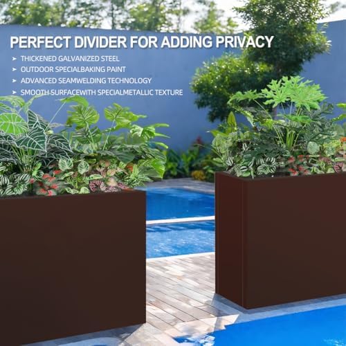 Metal Tall Long Planter Box Large Rectangular Planter Flower Pot with