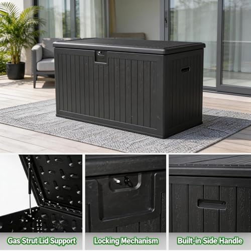 270 Gallon Outdoor Storage Box, Waterproof Extra Large Resin Deck Box