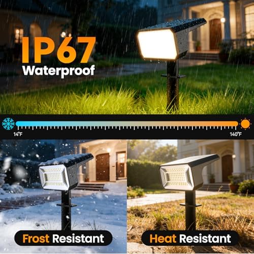 Fabrito Upgraded Solar Spot Lights Outdoor IP67 Waterproof 4 Pack