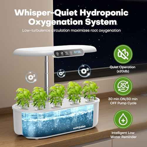 Ahopegarden Hydroponics Growing System with 12 Pods, Indoor Garden Kit with LED Grow Light & LCD Temp Humidity Display, Smart Quiet Pump Planter for Herbs, Lettuce, Vegetables, Kitchen Garden Use