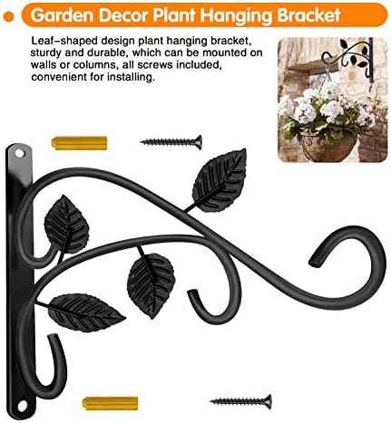 Hanging Plant Bracket, 12 Inch Wall Mount Hanger, Rust-Resistant Metal Plant Hanger for Flowers, Lanterns, Bird Feeders, Wind Chimes (Set of 1)