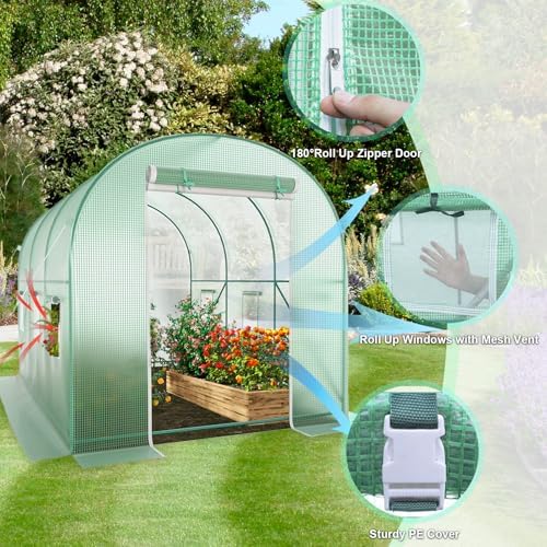 Walk-in Greenhouse, 10x7x7 FT Heavy Duty Tunnel Green House for