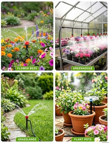 240FT Drip Irrigation System kit, Upgrade Automatic Garden Watering Kit with 1/2 inch Main Tubing ＆1/4 inch Distribution Hose, Quick-Connect Drip Irrigation Kit for Raised Bed, Greenhouse, Lawn, Patio