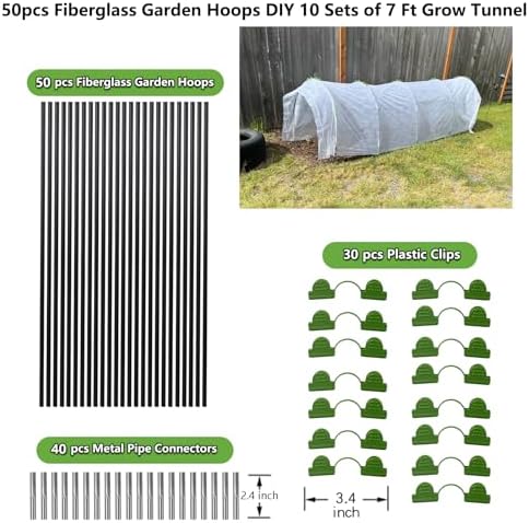 Greenhouse Hoops Grow Tunnel, 10 Sets 7FT Garden Hoops