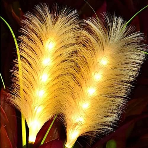 HUSSAIN Solar Garden Fairy Light, Reed Fiber Optic Light, Outdoor Solar Garden Lights Waterproof LED for Patio Yard Lawn Driveway Pathway (White Light,4 Pack)