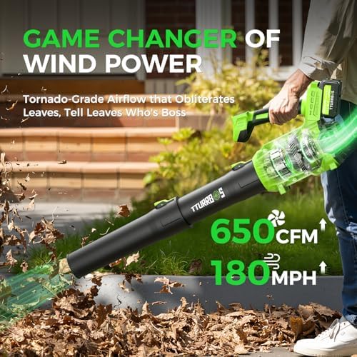 Leaf Blower Cordless, 650CFM Electric Leaf Blower with 2 x 5.0Ah
