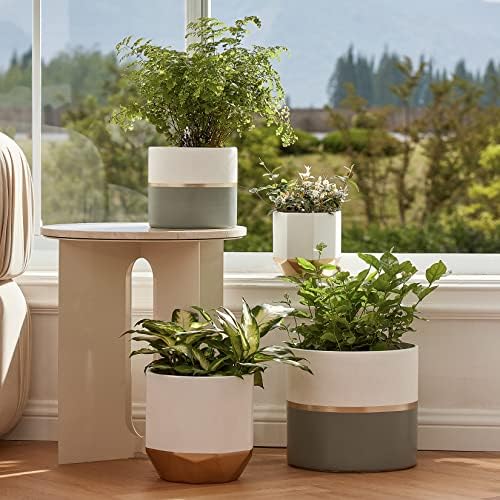 LA Jolie Muse Ceramic Flower Pots, 6.7 & 5.4 Inch Indoor Plant Pot Set of 2