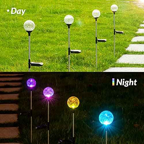 SOLPEX Solar Garden Lights 6 Pack, Solar Lights Outdoor Decorative, Solar Globe Lights Outdoor Waterproof for Yard and Garden, Multi-Color Changing Cracked Glass Ball LED Lights