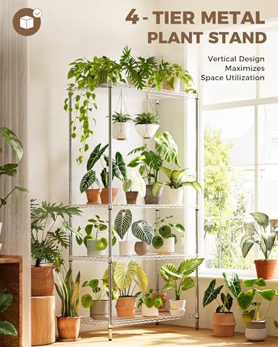 GENTINGBRO Large Plant Shelf Indoor Plant Stand Outdoor 4 Tier for