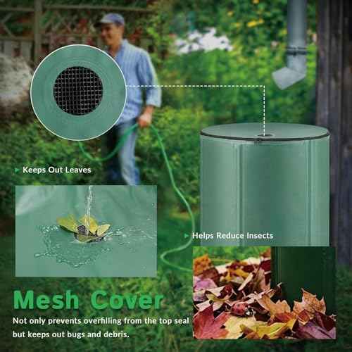 100 Gallon Collapsible Rain Barrel,to Collect Rainwater from Gutter Downspouts, Heavy Duty PVC Rainwater Collection System, with Spigots top Mesh Cover and Overflow Valve,for Garden Lawn Irrigation