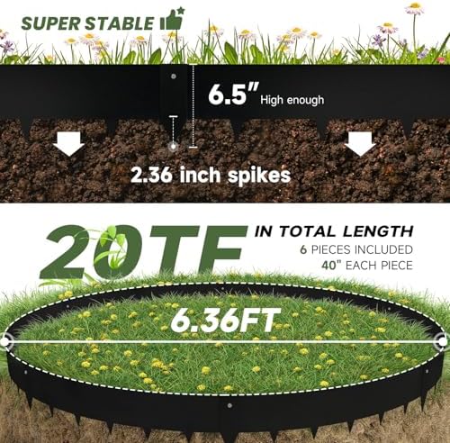 Steel Landscape Edging 6 Inch Metal Landscape Edging 20Ft Total 6-Pack