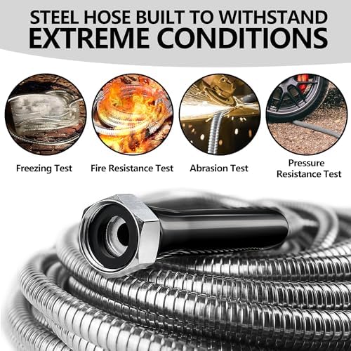 100ft Garden Hsoe - 2026 New 304 Stainless Steel Garden Hose with 3/4'' Fittings – Lightweight, Durable, and Kink-Free, Metal Water Hoses for Gardening