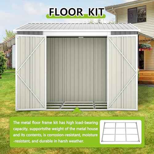 6x8FT Lean to Sheds Metal Outdoor Storage Shed with Floor Frame,Large Tool&Lawn Mower Shed with Two Lockable Doors for Garden Backyard Patio Storage,Outside Waterproof Storage Shed