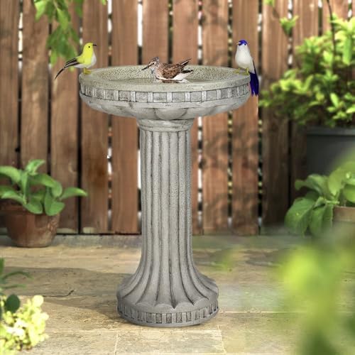 SKYFIRE 24" H Outdoor Bird Bath for Garden- Fibre Reinforced Concrete