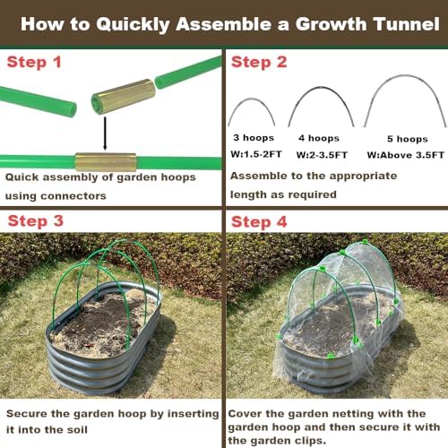 Greenhouse Hoops Set for DIY Grow Tunnel,Metal Connectors Thickened