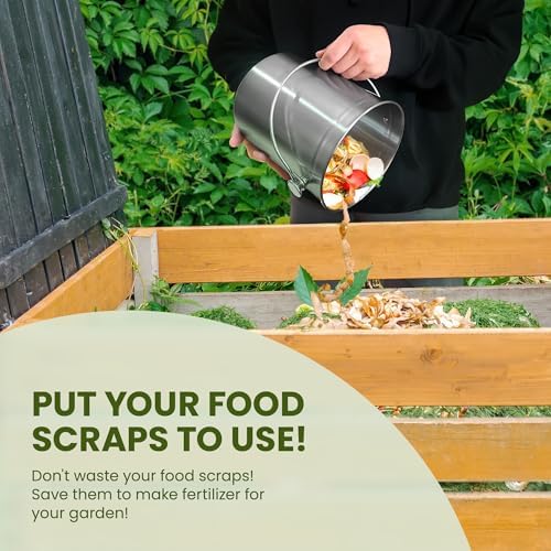 Reli. 1.3 Gallon Stainless Steel Compost Bin for Kitchen | Charcoal Filters