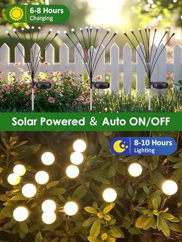 Warm White Firefly Solar Garden Lights – 8 Pack
