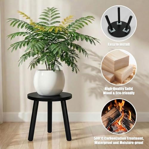 Wood Plant Stands Indoor, Black Plant Stand Modern Plant Table for