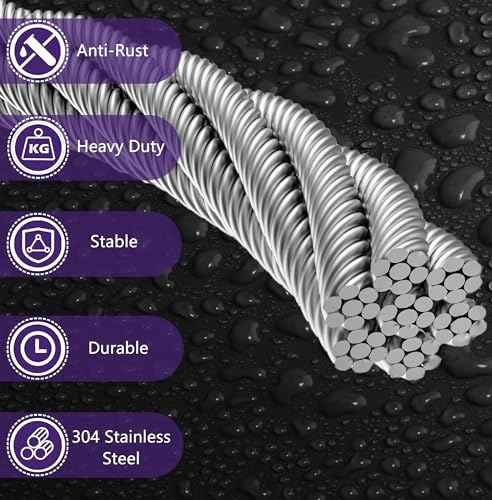 1/8" Wire Rope | 165FT Stainless Steel Cable with Cable Cutter | 7x7 Strand Core for Railing, Hanging, Garden Wire