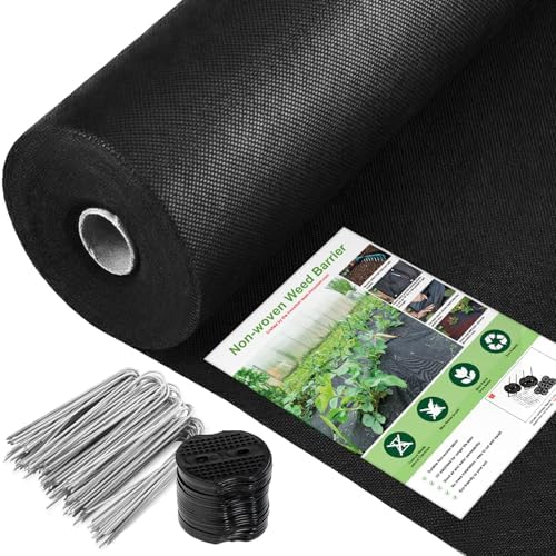 Non-Woven Thick Weed Barrier Fabric 3FT x 100FT, 3 oz Heavy Duty Weed Barrier Landscape Fabric, Ground Cover for Superior Weed Control, Easy Setup for Gardens, Landscaping, Flower Beds