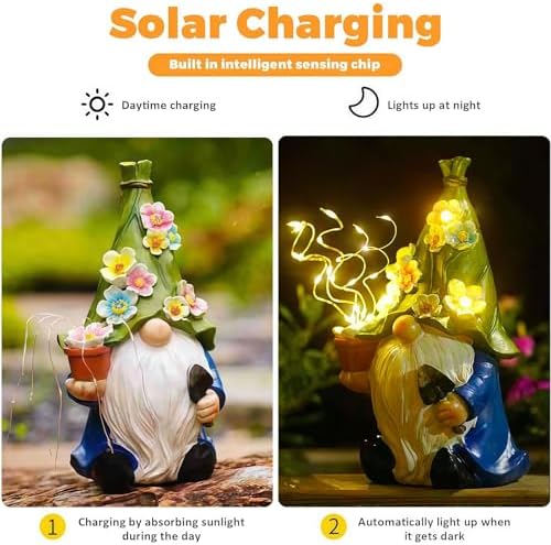 Solar Garden Gnome Statue: Outdoor Lights Decorations