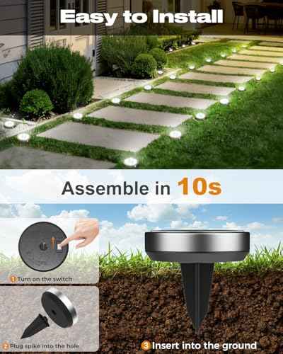 btfarm 16 Pack Solar Lights Outdoor, 8 LED Solar Ground Lights IP65 Waterproof Flat Solar Disc Light, Pathway Lights for Garden Lawn Patio Yard Path Landscape, Cool White
