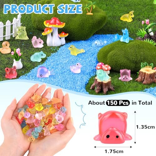 150PCS Random Mini Resin Animals Tiny Figurines Glow in Dark