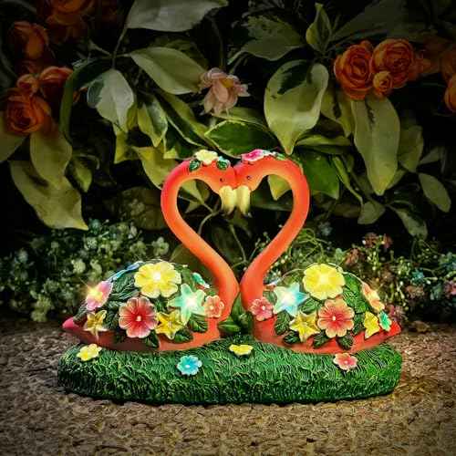 Solar Flamingo Garden Statue