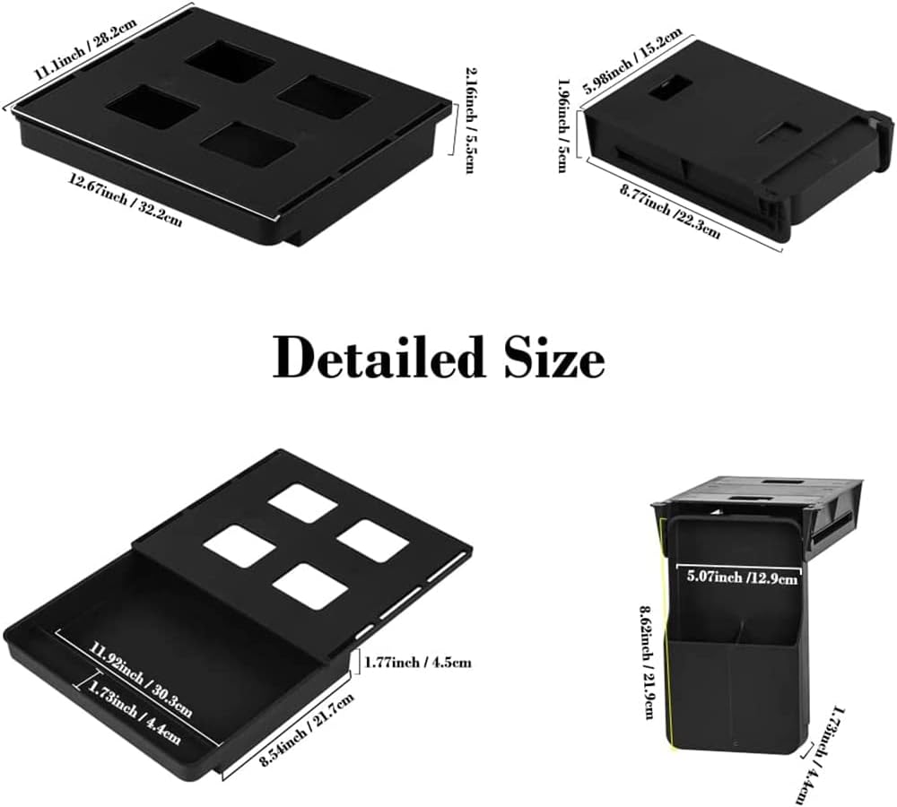 Under Desk Drawer Storage Organizer - 2 Pack (Large and Small) Black - (Please Note - Drawer Size/No Lip Under Desktop) - 2 Installation Methods (Screw or Adhesive) - Field & Nook