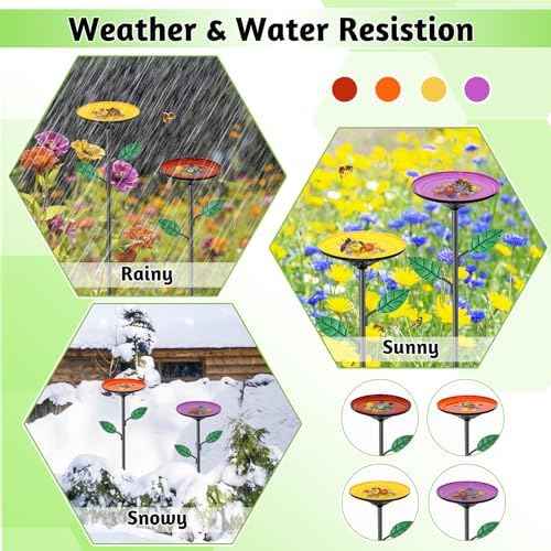4 Pack Bee Watering Stations Metal Butterfly Bee Feeder for Yard Decor