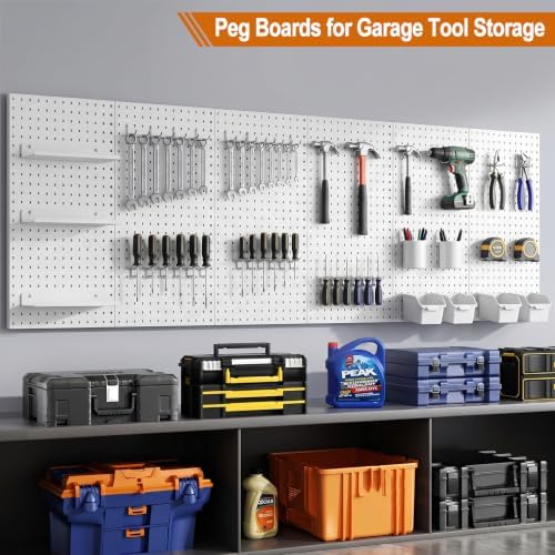PBHEPJ 6 Pcs Metal Pegboard Panels, 24"x12" Heavy Duty Peg Boards for