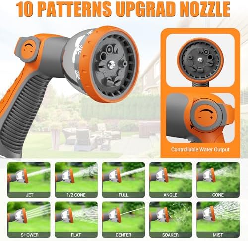 Retractable Garden Hose, 5/8" × 110 ft Wall Mounted Garden Hose Reel
