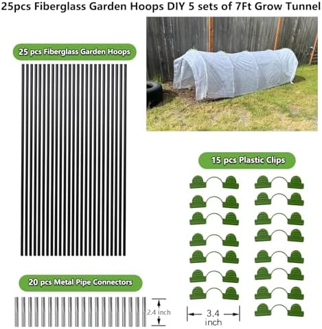 Greenhouse Hoops Grow Tunnel, 5 Sets 7FT Garden Hoops