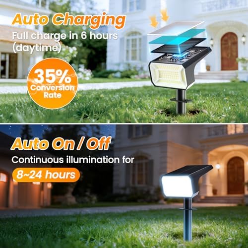 Fabrito Upgraded Solar Spot Lights Outdoor IP67 Waterproof 4 Pack