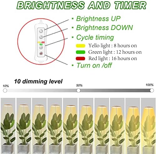 Plant Grow Light,yadoker LED Growing Light Full Spectrum for Indoor Plants,Height Adjustable, Automatic Timer, 5V Low Safe Voltage