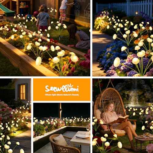 Solar Garden Lights Outdoor, 6Pack Solar Lights Garden Decor, Swaying Mushroom Lights Waterproof for Yard, Patio,Pathway Decoration,Gifts for Women,Mom(Warm White)