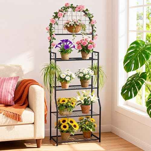 VGMiu 4 Tier Plant Stand Indoor Outdoor, Metal Plant Shelf for Multi Plants