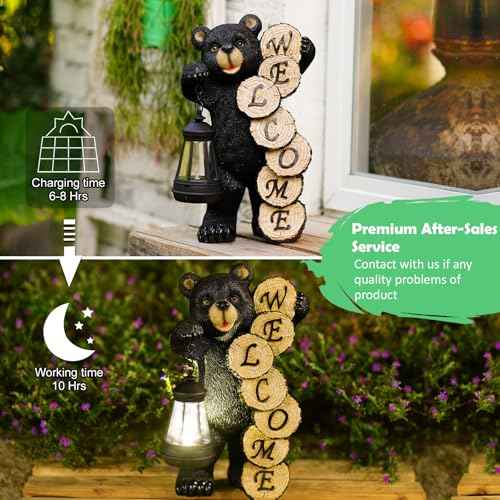 Solar Bear for Garden Decor: Weatherproof Resin Statues