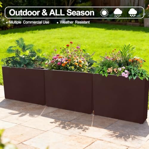 Metal Tall Long Planter Box Large Rectangular Planter Flower Pot with
