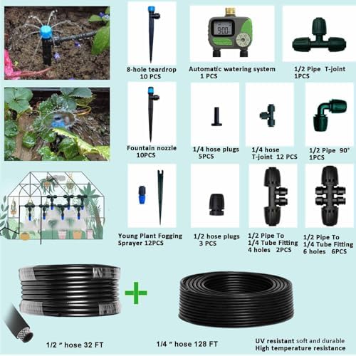 Drip Irrigation System with Water Timer for Garden,Main ID 1/2inch