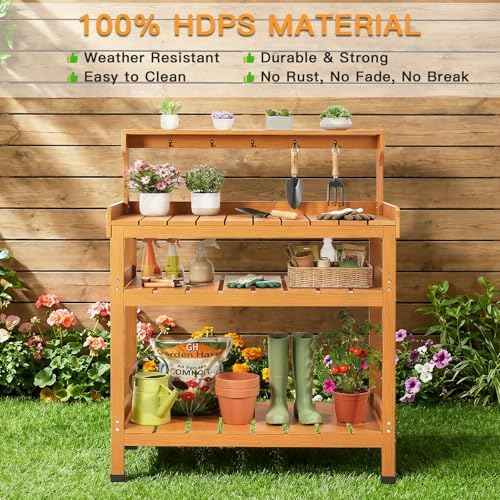Frogprin Potting Bench Table, Extra-Large Outdoor Garden Potting Bench-HDPS