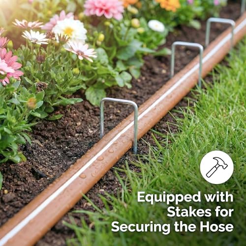 Sprinkler Hose with Holes 50 FT, Flat Sprinkler Soaker Hoses for Garden