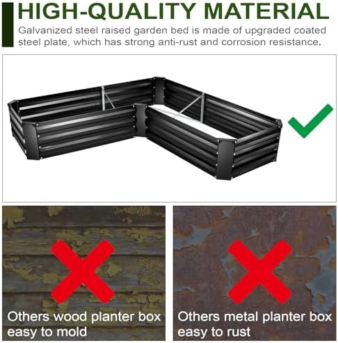 5 x 5 x 1 Ft Galvanized Metal Raised Garden Bed Large Planter Tall