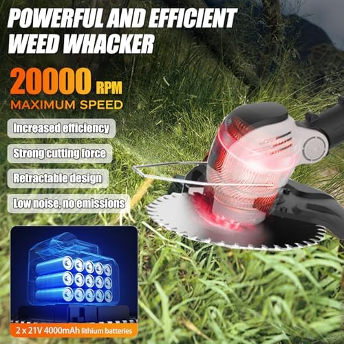 Electric Weed Wacker Eater Cordless String Trimmer Battery Powered