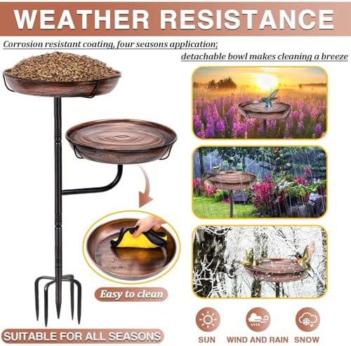 ZMCYNG Metal Bird Bath for Outside, 41in Standing Bird Bath Feeder Bowl